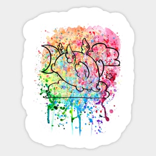 Angel Elephant Rainbow Paint Splatter Sticker